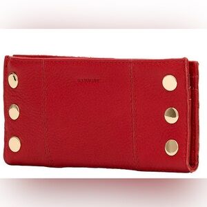 New Hammitt Chili Red Leather 110 Checkbook Wallet Hold Hardware
